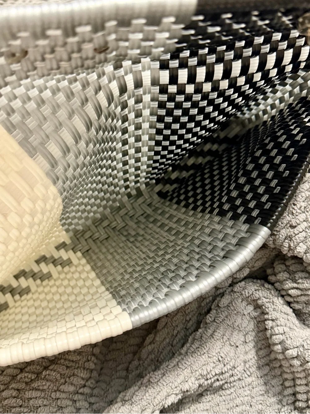 Maria Victoria Woven Clutch in Cream, Silver & Black
